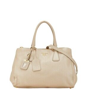 Prada handbag shoulder bag Beige Pink Tan leather